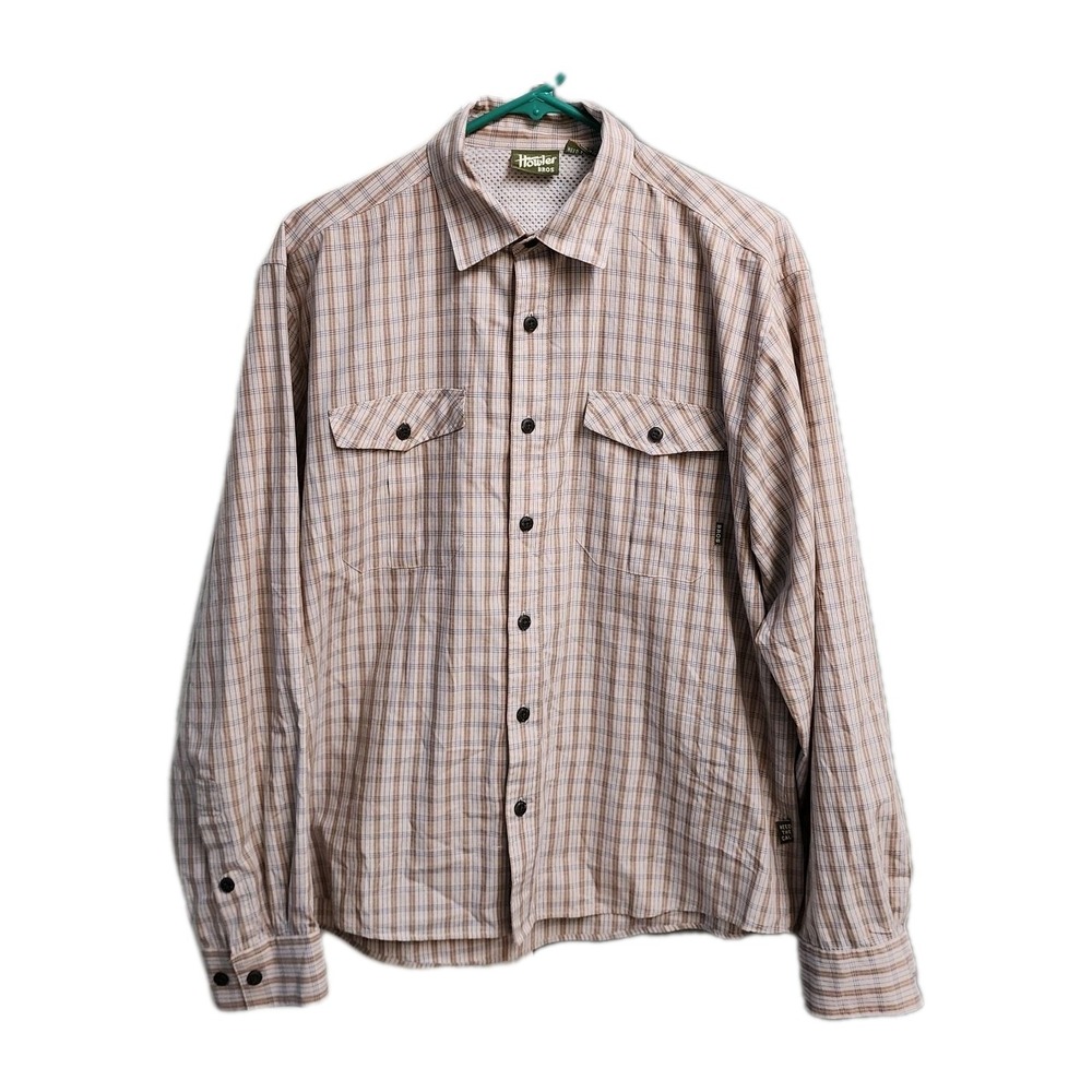 Howler Bros Beige Multicolor Plaid Vented Long Sleeve Button Front Shirt Size M